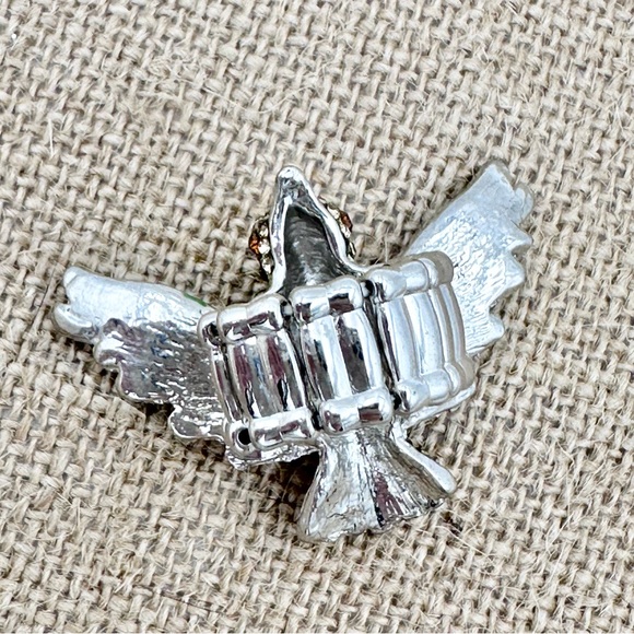 Large Multicolor Rhinestone Bird Cocktail Stretch Ring - Picture 7 of 7